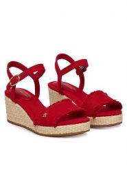 Tommy Hilfiger Sandały Mid Woven Wedge Espad Fringe FW0FW09470 Czerwony. Czerwone sandały TOMMY HILFIGER, bez wzorów, z materiału, bez obcasa, na koturnie, bez zapięcia. Za 359.99 zł.