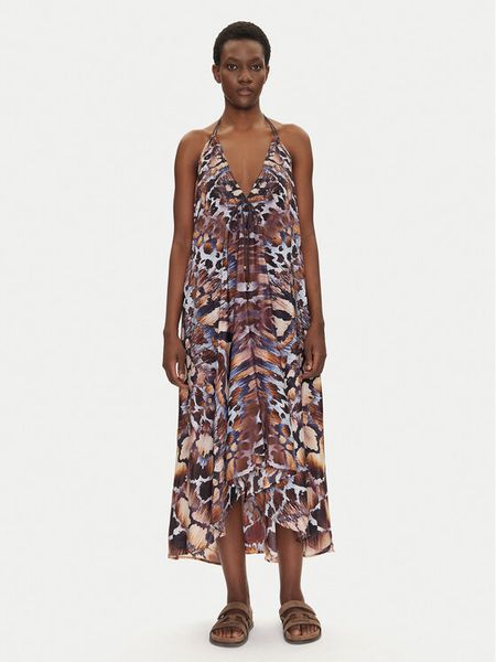 Iconique Sukienka letnia IC25-140 Kolorowy Relaxed Fit. Sukienki Iconique, na lato, m, bez wzorów, z syntetyku, bez kołnierzyka, bez ramiączek. Za 219.99 zł.