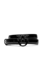Pinko Pasek Damski Love Berry H2 Belt PE 24 PLT01 100143 A1JD Czarny. Czarne paski Pinko, bez wzorów, z lakierowanej skóry. Za 359.99 zł.