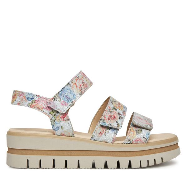 Sandały Gabor. Białe sandały Gabor, bez wzorów, bez obcasa, na koturnie, bez zapięcia. Za 429.99 zł.