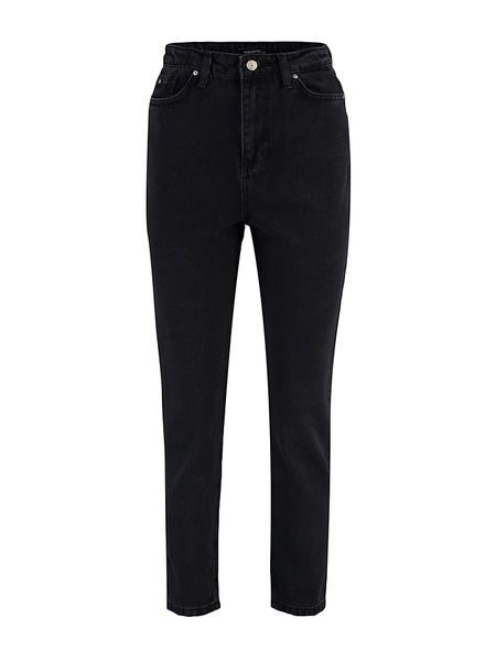 Trendyol Dżinsy - Mom fit - w kolorze czarnym rozmiar: 34. Czarne jeansy Trendyol, bez wzorów, z podwyższonym stanem. Za 78.99 zł.