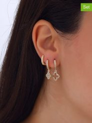Luja Bijoux 3-częściowy zestaw kolczyków-kreoli z cyrkoniami rozmiar: onesize. Żółte kolczyki Luja Bijoux, z cyrkonią, z mosiądzu. Za 68.45 zł.