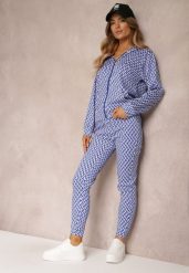 Niebieski 2-cześciowy Komplet Dresowy z Bluzą i Spodnia Analina. Niebieskie bluzy Renee, s, bez wzorów, z dresówki, bez kaptura. Za 74.99 zł.