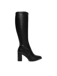DeeZee Kozaki HX22069-21A Czarny. Czarne kozaki DeeZee, z materiału, bez obcasa, na słupku, bez zapięcia. Za 229.99 zł.