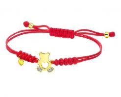Bransoletka z elementami żółtego złota i diamentami - miś, serce - 0,006 ct - próba 375. Żółte bransoletki Apart, z diamentem, złote. Za 649.00 zł.