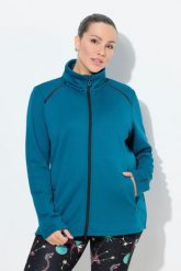 Damskie Bluza funkcyjna podszewka ze sztucznego futra stójka długi rękaw. Niebieskie bluzy Ulla Popken, plus size, bez wzorów, z dresówki, bez kaptura. Za 279.99 zł.