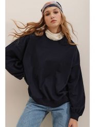 Trend Alaçatı Stili Bluza w kolorze czarnym rozmiar: XL. Czarne bluzy Trend Alaçatı Stili, xl, bez wzorów, z bawełny, bez kaptura. Za 56.99 zł.