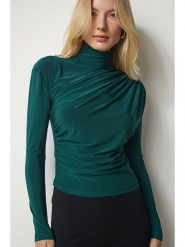 Happiness Istanbul Bluzka w kolorze ciemnozielonym rozmiar: 40. Zielone bluzki Happiness Istanbul, bez wzorów, bez kołnierzyka, bez ramiączek. Za 69.95 zł.