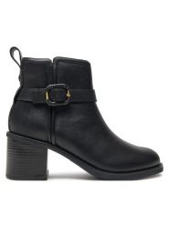 Clarks Botki Chamberly Trim 26178833 Czarny. Czarne botki Clarks, bez wzorów, ze skóry, bez obcasa, na słupku, bez zapięcia. Za 636.18 zł.