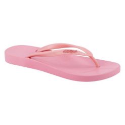 Klapki basenowe damskie Coqui Kaja. Czerwone klapki Coqui, bez wzorów, z materiału, bez obcasa. Za 74.35 zł.