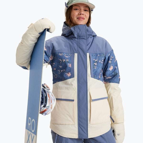 Kurtka snowboardowa damska ROXY Chloe Kim Parka. Niebieskie kurtki narciarskie Roxy, l, bez wzorów, z materiału, bez kaptura, snowboardowy, primaloft. Za 1,259.00 zł.
