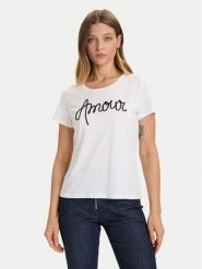 Morgan T-Shirt 252-DMIO Biały Slim Fit. Białe t-shirty Morgan, l, bez wzorów, z bawełny, bez kołnierzyka, bez ramiączek. Za 119.99 zł.