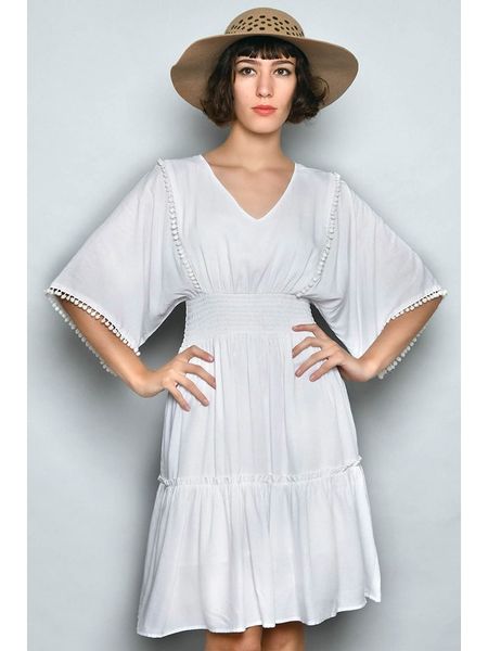 Tarifa Sukienka w kolorze białym rozmiar: M. Białe sukienki Tarifa, m, bez wzorów, bez kołnierzyka, bez ramiączek, mini, rozkloszowane. Za 118.56 zł.