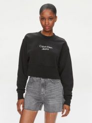 Calvin Klein Jeans Bluza Stacked Institutional J20J221466 Czarny Regular Fit. Czarne bluzy Calvin Klein Jeans, m, bez wzorów, z bawełny, bez kaptura. Za 179.99 zł.