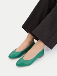 Lasocki Baleriny CEO-RST-KAJA-66K Zielony. Zielone baleriny Lasocki, bez wzorów, ze skóry, bez obcasa. Za 149.99 zł.