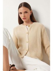 Happiness Istanbul Kardigan w kolorze beżowym rozmiar: onesize. Brązowe kardigany Happiness Istanbul, bez wzorów, z wełny. Za 100.99 zł.