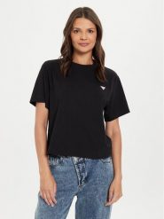 Guess Jeans T-Shirt W4YI05 K8HM0 Czarny Boxy Fit. Czarne t-shirty Guess Jeans, m, z aplikacjami, z bawełny, bez kołnierzyka, bez ramiączek. Za 79.99 zł.