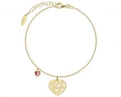 Bransoletka srebrna ze szlifowanym szkłem - serca, mama. Szare bransoletki Apart, pozłacane. Za 189.00 zł.