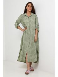 Rodier Lin Lniana sukienka w kolorze khaki rozmiar: S/M. Brązowe sukienki Rodier Lin, m, bez wzorów, ze lnu, bez kołnierzyka, bez ramiączek, maxi. Za 206.91 zł.