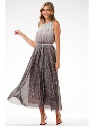 Awama Sukienka w kolorze srebrno-brązowym rozmiar: XL. Brązowe sukienki Awama, xl, bez wzorów, z tkaniny, bez kołnierzyka, bez ramiączek, maxi. Za 319.99 zł.