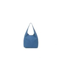 Shopperka skórzana VERA PELLE N88 niebieska. Niebieskie shopper Vera pelle, bez wzorów, z materiału, na ramię, zamszowe, bez dodatków. Za 230.99 zł.