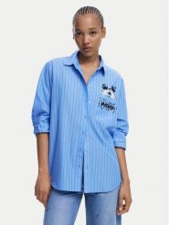Desigual Koszula Mickey 25WWCW19 Niebieski Oversize. Niebieskie koszule Desigual, xs, bez wzorów, z bawełny, bez kołnierzyka, bez ramiączek. Za 459.99 zł.