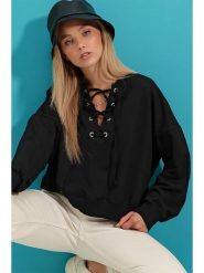 Trend Alacati Bluza w kolorze czarnym rozmiar: XL. Czarne bluzy Trend Alacati, xl, bez wzorów, z bawełny, bez kaptura. Za 66.00 zł.