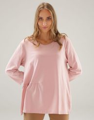 Luźna bluzka z bawełny. Bluzki Unisono, l, bez wzorów, z bawełny, bez kołnierzyka, bez ramiączek. Za 129.00 zł.