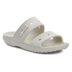 Klapki damskie Crocs Classic. Brązowe klapki Crocs, bez wzorów, z materiału, bez obcasa. W wyprzedaży za 233.45 zł.