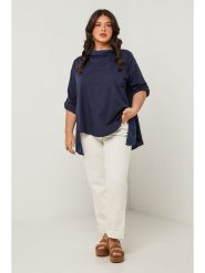 Curvy Lady Bluzka w kolorze granatowym rozmiar: 44/46. Niebieskie bluzki Curvy Lady, bez wzorów, klasyczne, bez kołnierzyka, bez ramiączek. Za 142.45 zł.