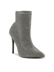 DeeZee Botki KL-HT6933-1 Srebrny. Szare botki DeeZee, bez wzorów, z materiału, bez obcasa, na szpilce, bez zapięcia. Za 99.99 zł.