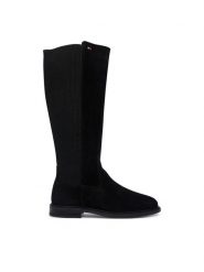 Tommy Hilfiger Kozaki Enamel Flag Suede High Chelsea FW0FW09574 Czarny. Czarne kozaki TOMMY HILFIGER, ze skóry, bez obcasa, na płaskiej podeszwie, bez zapięcia. Za 849.99 zł.
