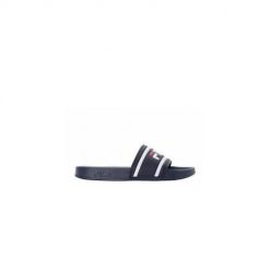 Klapki damskie Fila Morro Bay Slipper. Niebieskie klapki Fila, bez wzorów, z materiału, bez obcasa. Za 143.50 zł.