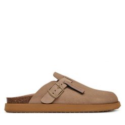 Klapki D.Franklin. Brązowe klapki D.Franklin, bez wzorów, bez obcasa. Za 299.99 zł.