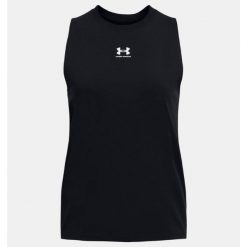 Top damski Under Armour Campus Muscle Tank. Czarne topy Under Armour, s, bez wzorów, bez kołnierzyka, bez ramiączek. Za 94.99 zł.