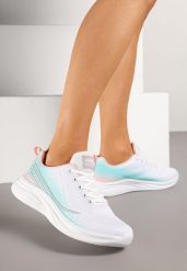 Biało-Miętowe Buty Sportowe Sneakersy Ombre na Piankowej Podeszwie Arelinas. Białe obuwie sportowe Born2be, bez zapięcia, na fitness i siłownię. Za 89.99 zł.