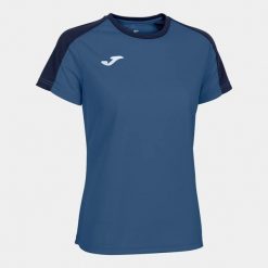 Koszulka do piłki nożnej damska Joma Eco Champioship z krótkim rękawem. Niebieskie bluzki Joma, m, bez wzorów, sportowe, bez kołnierzyka, bez ramiączek. Za 140.00 zł.