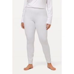 Damskie Narciarskie legginsy funkcyjne szybkoschnące bardzo ciepłe. Białe legginsy Ulla Popken, plus size, bez wzorów, z elastanu. Za 199.99 zł.
