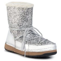 DeeZee WS5016-01 Srebrny. Szare botki DeeZee, bez wzorów, z tworzywa sztucznego, bez obcasa, bez zapięcia. Za 149.99 zł.