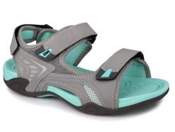 Sandały damskie sportowe DK CIKO GREY/TURQUISE. Szare sandały DK, bez wzorów, z materiału, sportowe, bez obcasa, bez zapięcia. Za 109.00 zł.