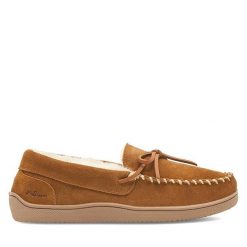 Kapcie MYSLIPPERS. Brązowe obuwie domowe MYSLIPPERS, bez wzorów, bez zapięcia. Za 99.99 zł.