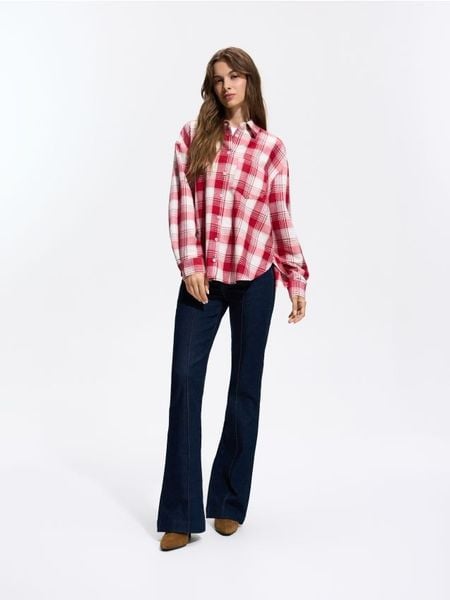 Jeansy flare - granatowy. Niebieskie jeansy Reserved, bez wzorów. Za 159.99 zł.