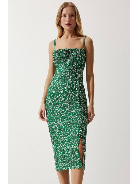 Happiness Istanbul Sukienka w kolorze zielonym rozmiar: 36. Zielone sukienki Happiness Istanbul, bez wzorów, bez kołnierzyka, bez ramiączek, midi. Za 74.99 zł.