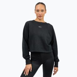 Bluza NEBBIA Gym Spirit Crop. Czarne bluzy Nebbia, bez wzorów, bez kaptura. Za 189.99 zł.