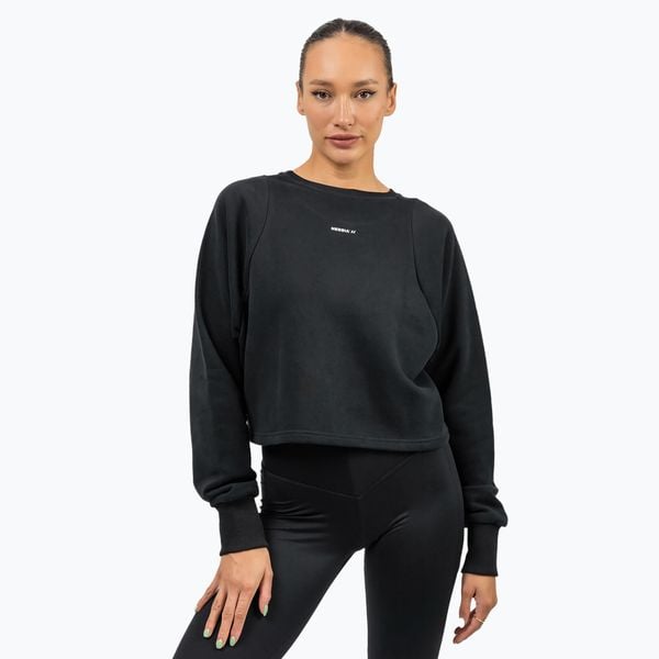 Bluza NEBBIA Gym Spirit Crop. Czarne bluzy Nebbia, bez wzorów, bez kaptura. Za 189.99 zł.