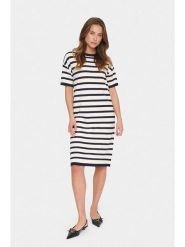 SAINT TROPEZ Sukienka w kolorze biało-czarnym rozmiar: M. Białe sukienki Saint Tropez, na co dzień, m, bez wzorów, z wiskozy, klasyczne, bez kołnierzyka, bez ramiączek, midi, proste. Za 126.99 zł.