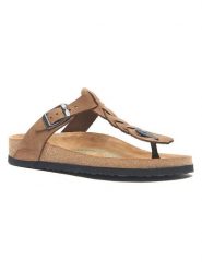 Comfortfusse Skórzane japonki w kolorze jasnobrązowym rozmiar: 37. Brązowe klapki Comfortfüße, bez wzorów, z materiału, z otwartym noskiem, bez obcasa. Za 239.99 zł.