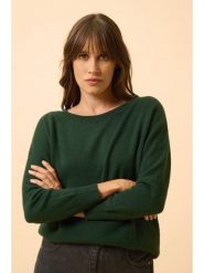 Just Cashmere Kaszmirowy sweter "Rebecca" w kolorze ciemnozielonym rozmiar: M. Zielone swetry Just Cashmere, m, bez wzorów, z kaszmiru, bez ramiączek. Za 459.45 zł.