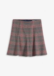 Spódnica mini ze wzorem w kratę. Brązowe spódnice bonprix, bez wzorów, mini, rozkloszowane. Za 109.99 zł.