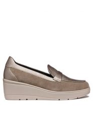 Geox Półbuty D Ilde D46RAB 0222N C6029 Beżowy. Brązowe czółenka Geox, bez wzorów, ze skóry, bez obcasa, na koturnie, bez zapięcia. Za 519.99 zł.
